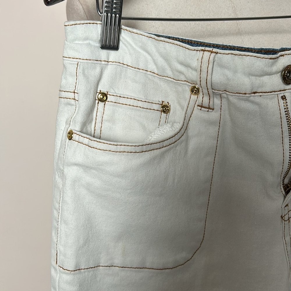 DG2 Diane Gilman Cream Flared Pants with Gold Button size 8 P - Picture 4 of 14